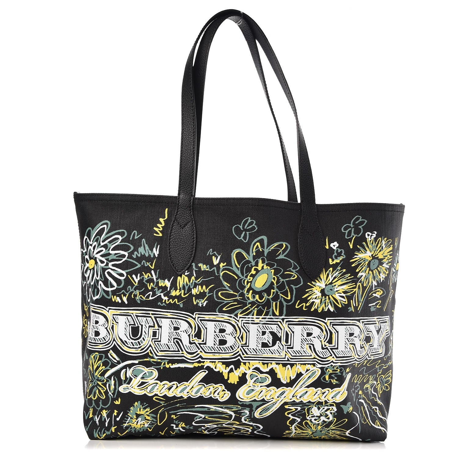 Burberry Coated Canvas Medium Reversible Doodle Tote Black 1 of 8