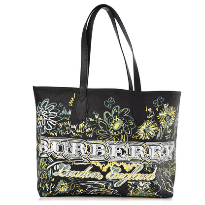 Burberry Coated Canvas Medium Reversible Doodle Tote Black 1 of 8