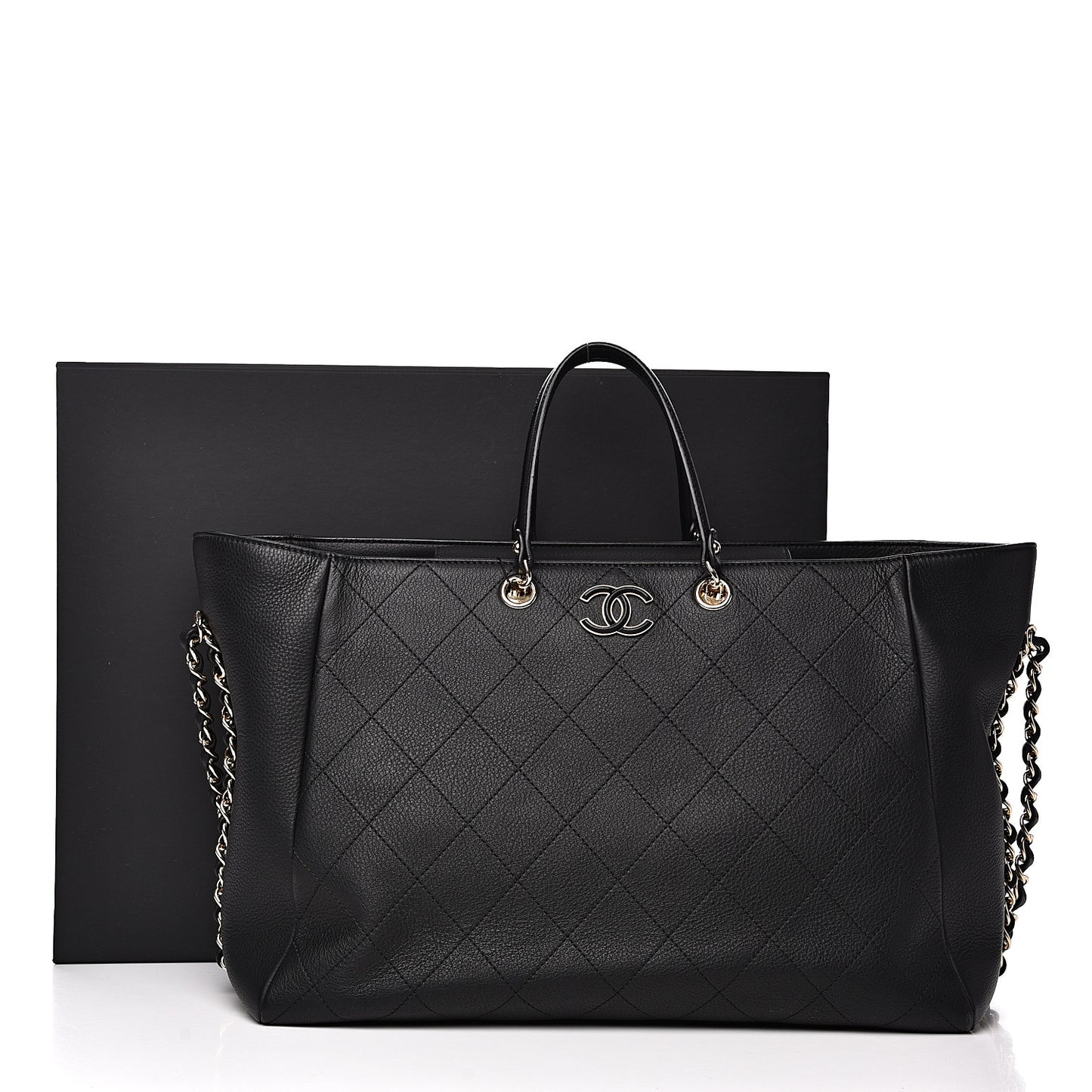 Bullskin Stitched Large Shopping Bag Black