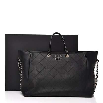 Chanel Bullskin Stitched Large Shopping Bag Black 10 of 10