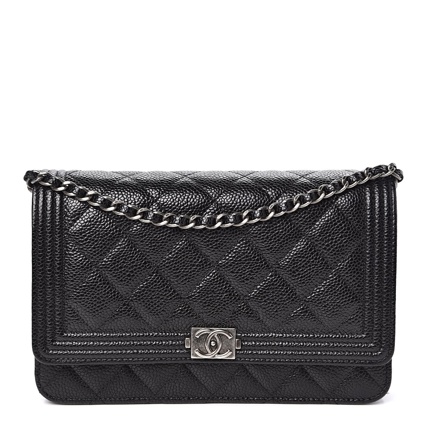 Caviar Quilted Boy Wallet On Chain WOC Black