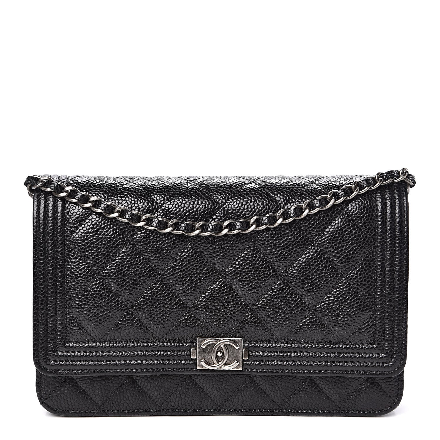 Chanel Caviar Quilted Boy Wallet On Chain WOC Black 1 of 13