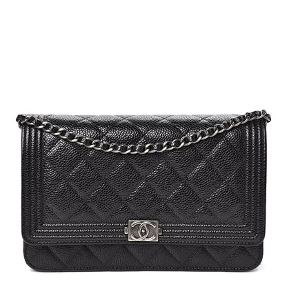 Chanel Caviar Quilted Boy Wallet On Chain WOC Black 1 of 13
