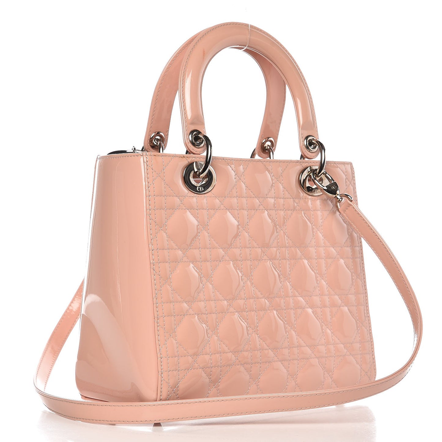 Patent Cannage Medium Lady Dior Pale Pink