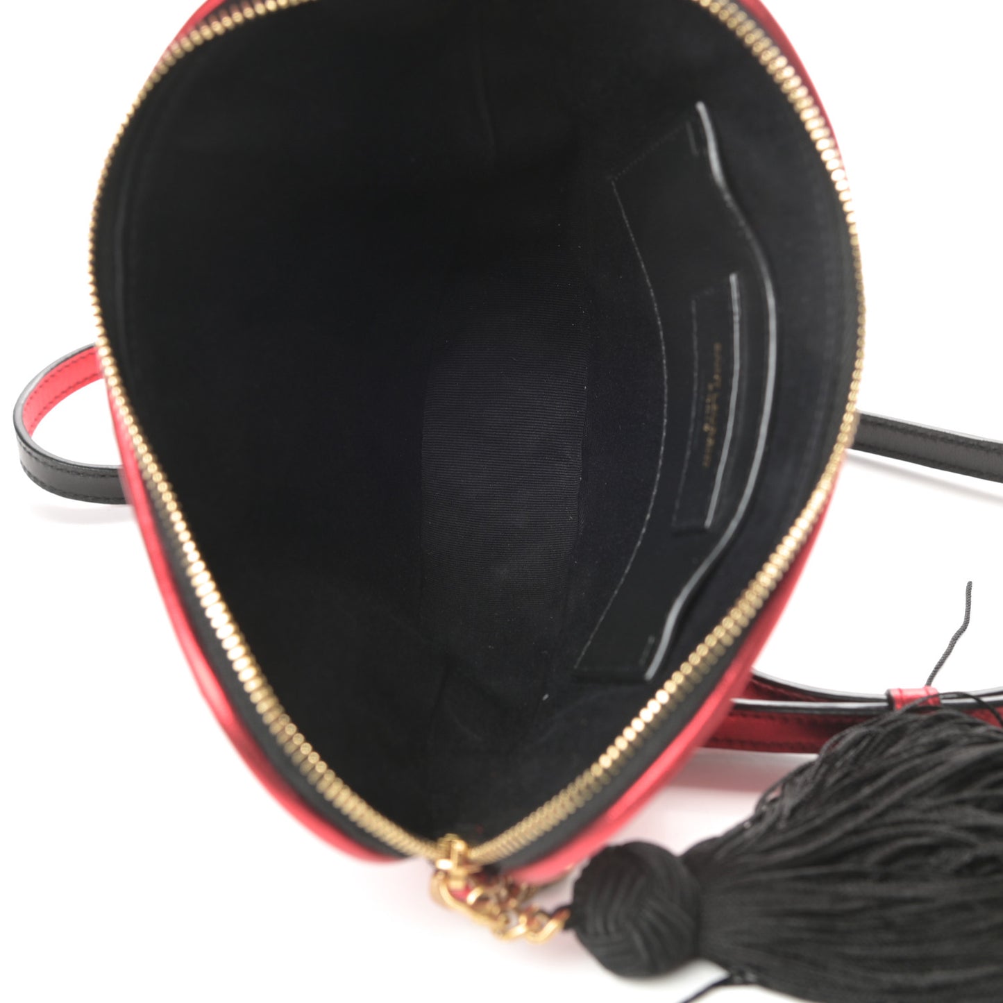 Metallic Calfskin Heart Monogram Crossbody Black Rouge