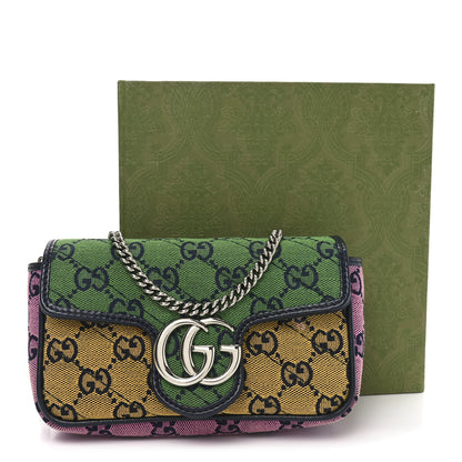 Gucci Monogram Multicolor Matelasse Diagonal Super Mini GG Marmont Shoulder Bag Green Blue Yellow Light Blue Pink 11 of 12
