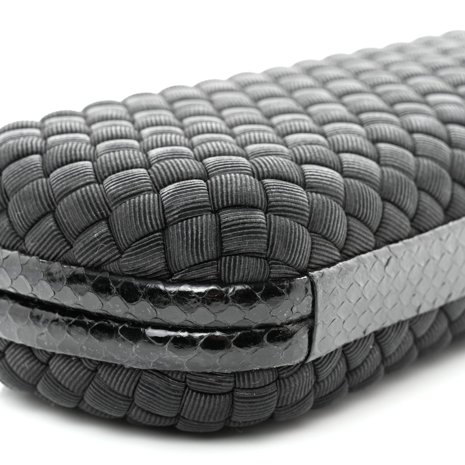 Bottega Veneta Satin Ayers Intreccio Impero Stretch Knot Clutch Black 8 of 9