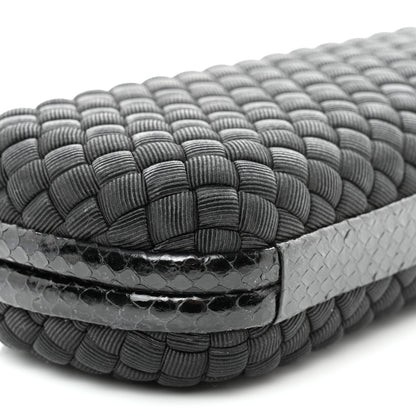 Bottega Veneta Satin Ayers Intreccio Impero Stretch Knot Clutch Black 8 of 9