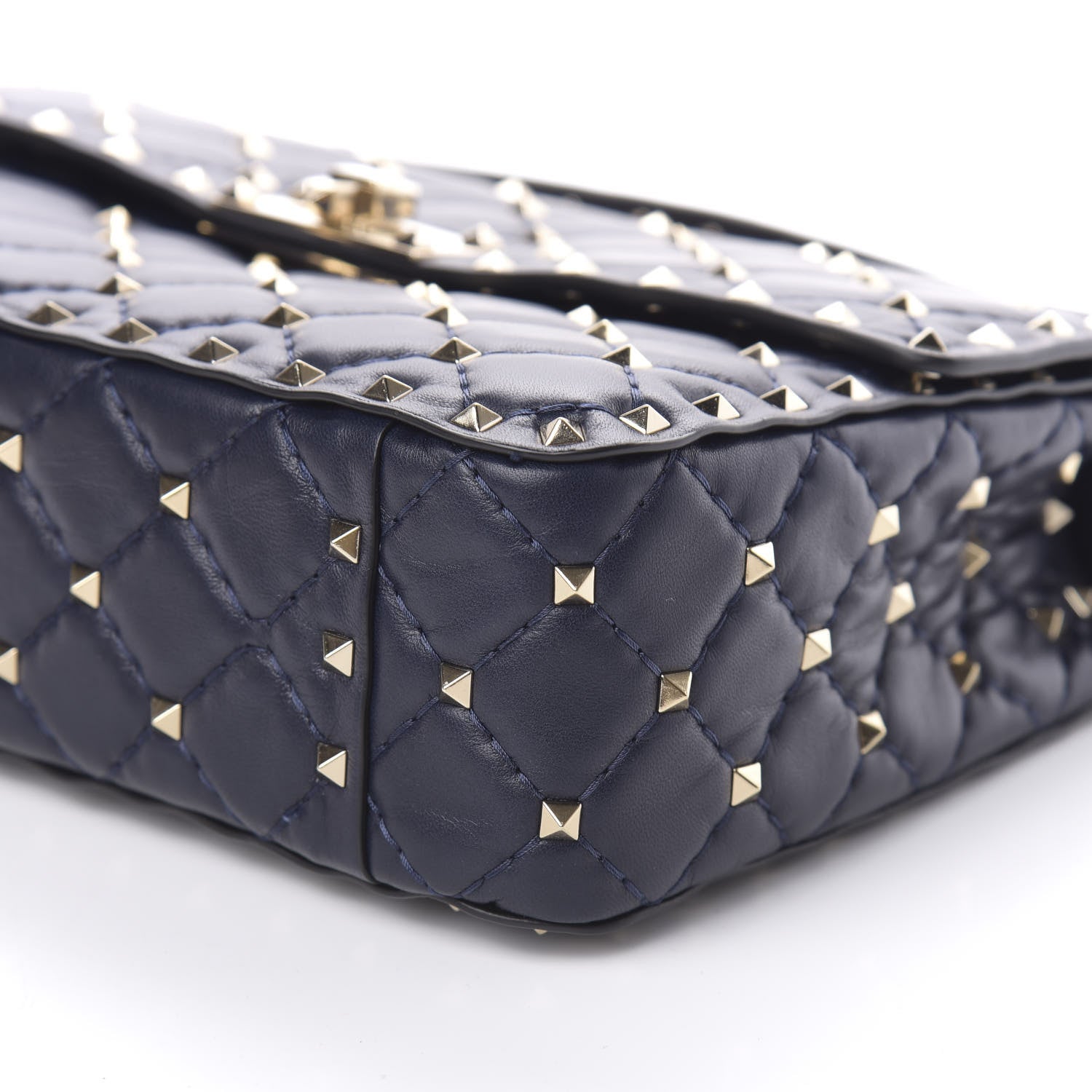 Valentino Garavani Nappa Medium Rockstud Spike Shoulder Bag Marine 8 of 9