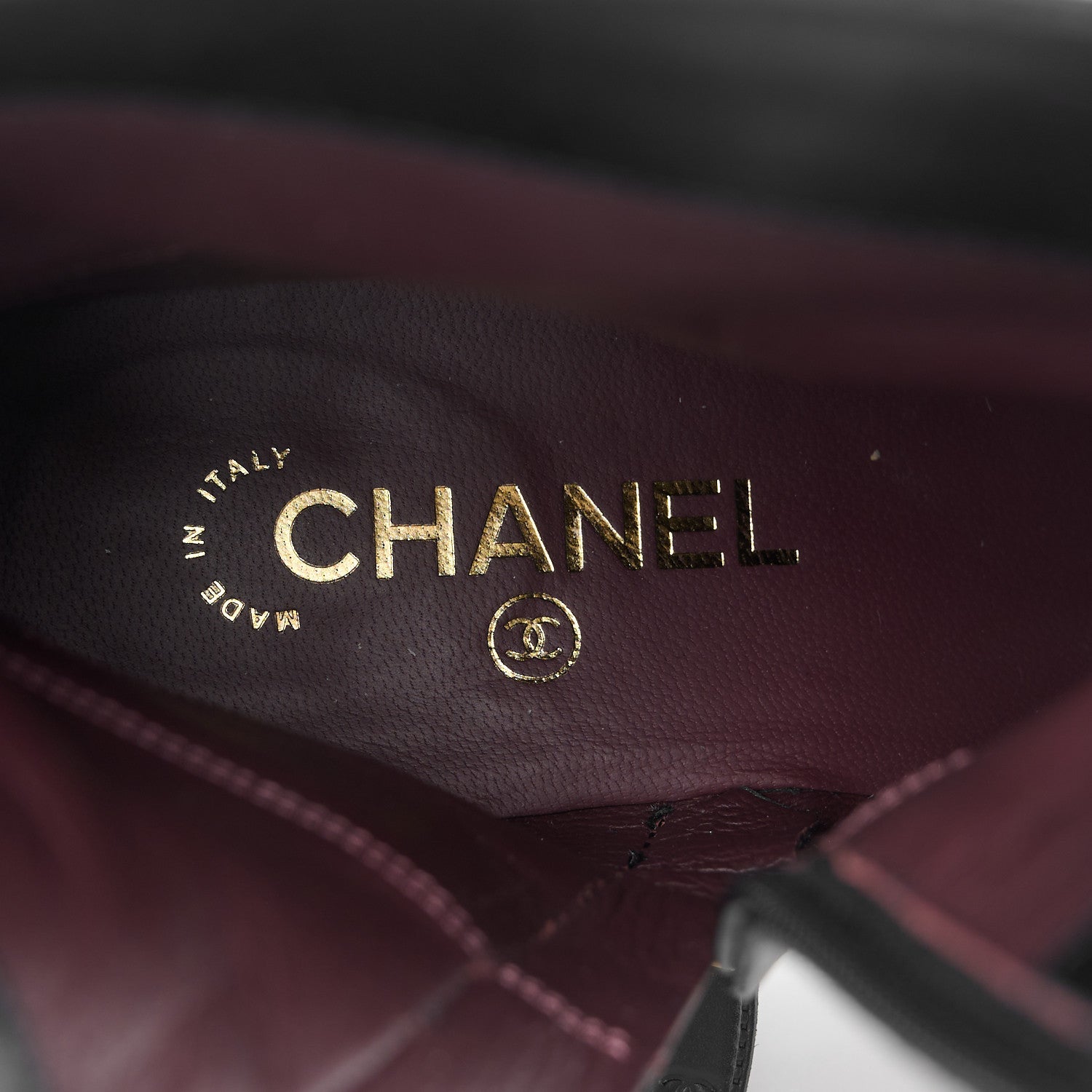 Chanel Calfskin Chain Short Boots 40 Black 8 of 10
