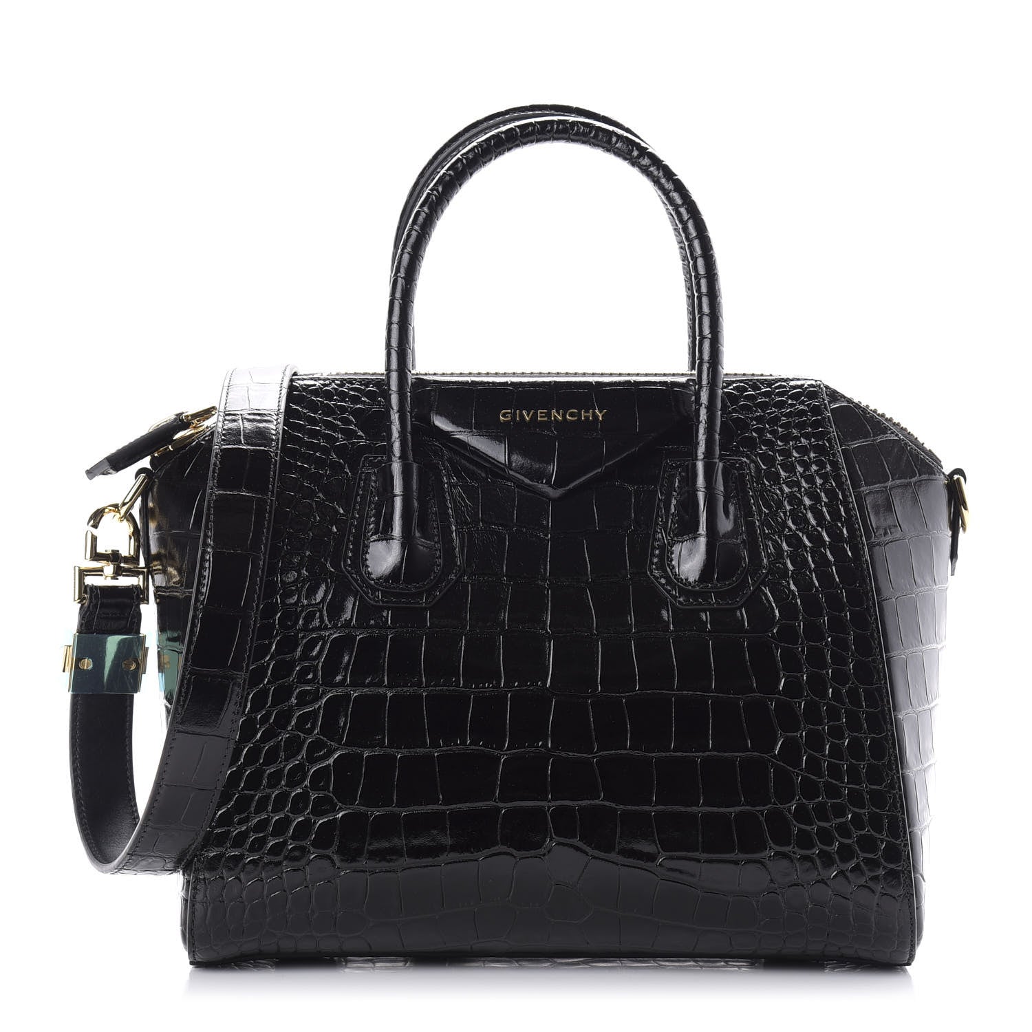 Givenchy Calfskin Crocodile Embossed Small Antigona Black 1 of 11