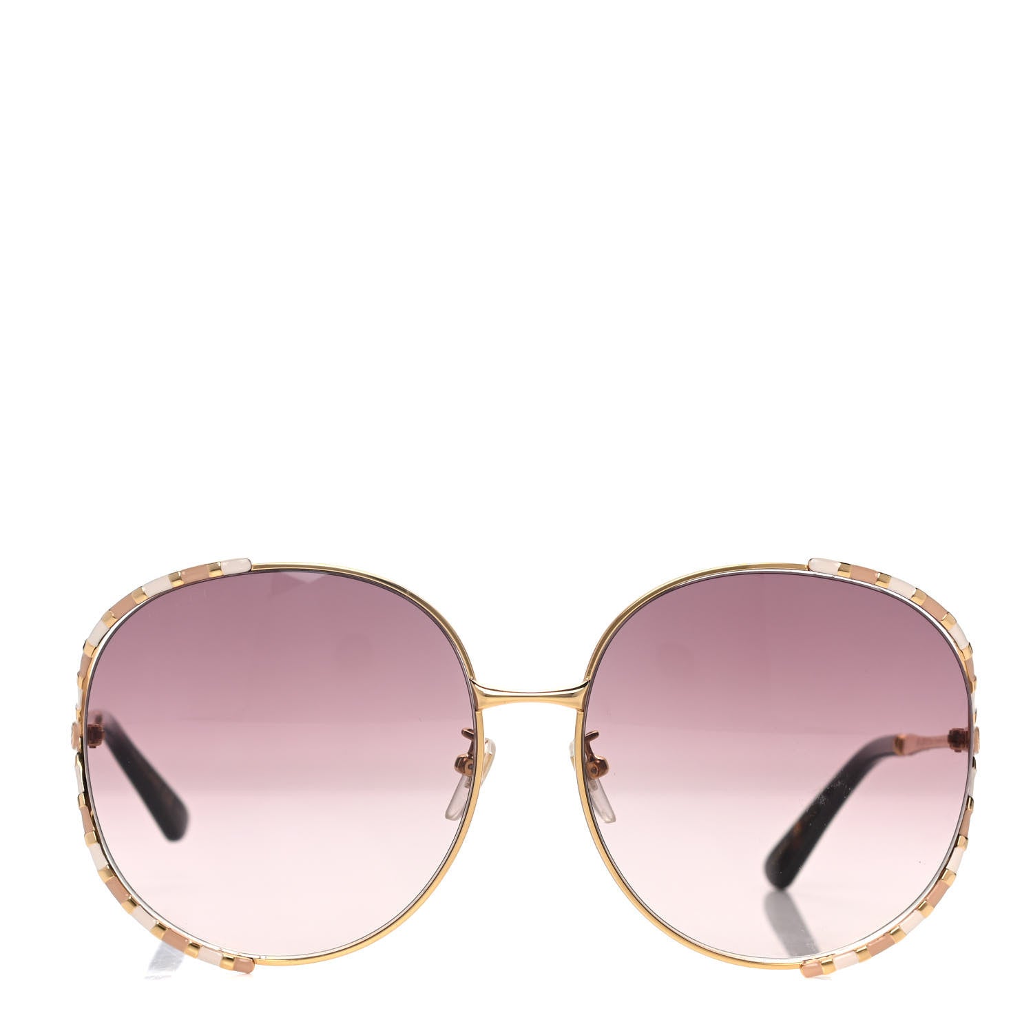 Gucci Metal Round Frame GG0595S Sunglasses Gold Brown 2 of 7