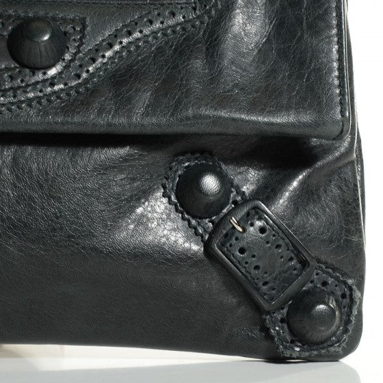 Balenciaga Agneau Giant Brogues Hardware Envelope Clutch Anthracite 10 of 20