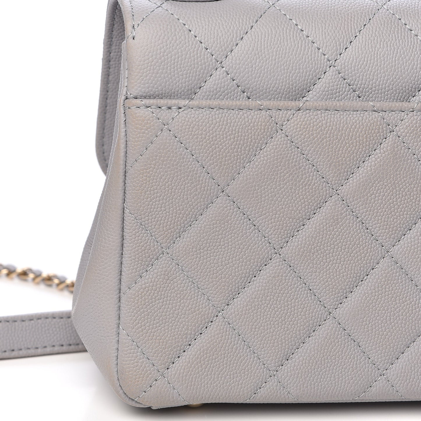 Caviar Quilted Small Business Affinity Flap Grey