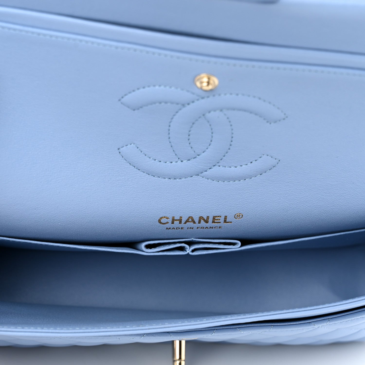 Chanel Lambskin Quilted Medium Double Flap Light Blue 5 of 11