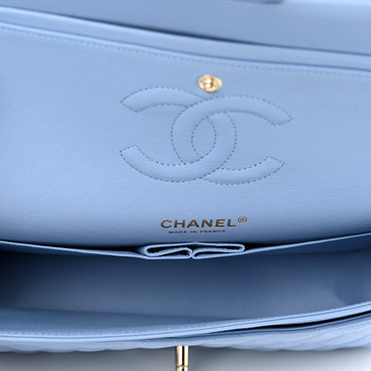 Chanel Lambskin Quilted Medium Double Flap Light Blue 5 of 11