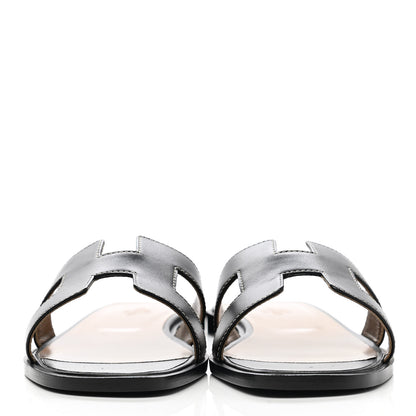 Hermes Box Calfskin Oran Sandals 37 Black 2 of 10