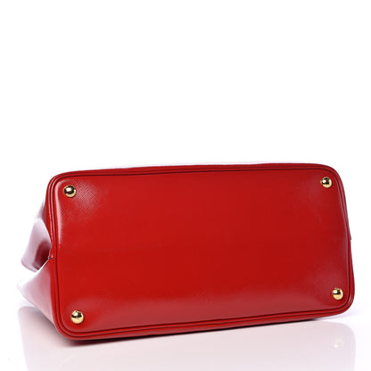 Prada Saffiano Vernice Medium Double Bag Rosso 4 of 23