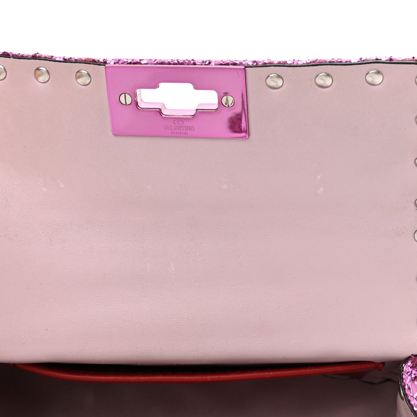 Glitter Mini Rockstud Spike Shoulder Bag Water Lilac