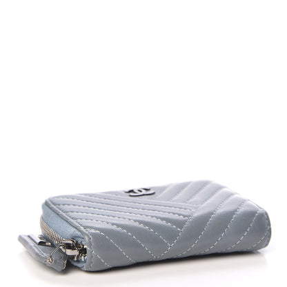 Chanel Lambskin Quilted CC Crossing Zip Around Coin Purse Light Blue 4 of 8