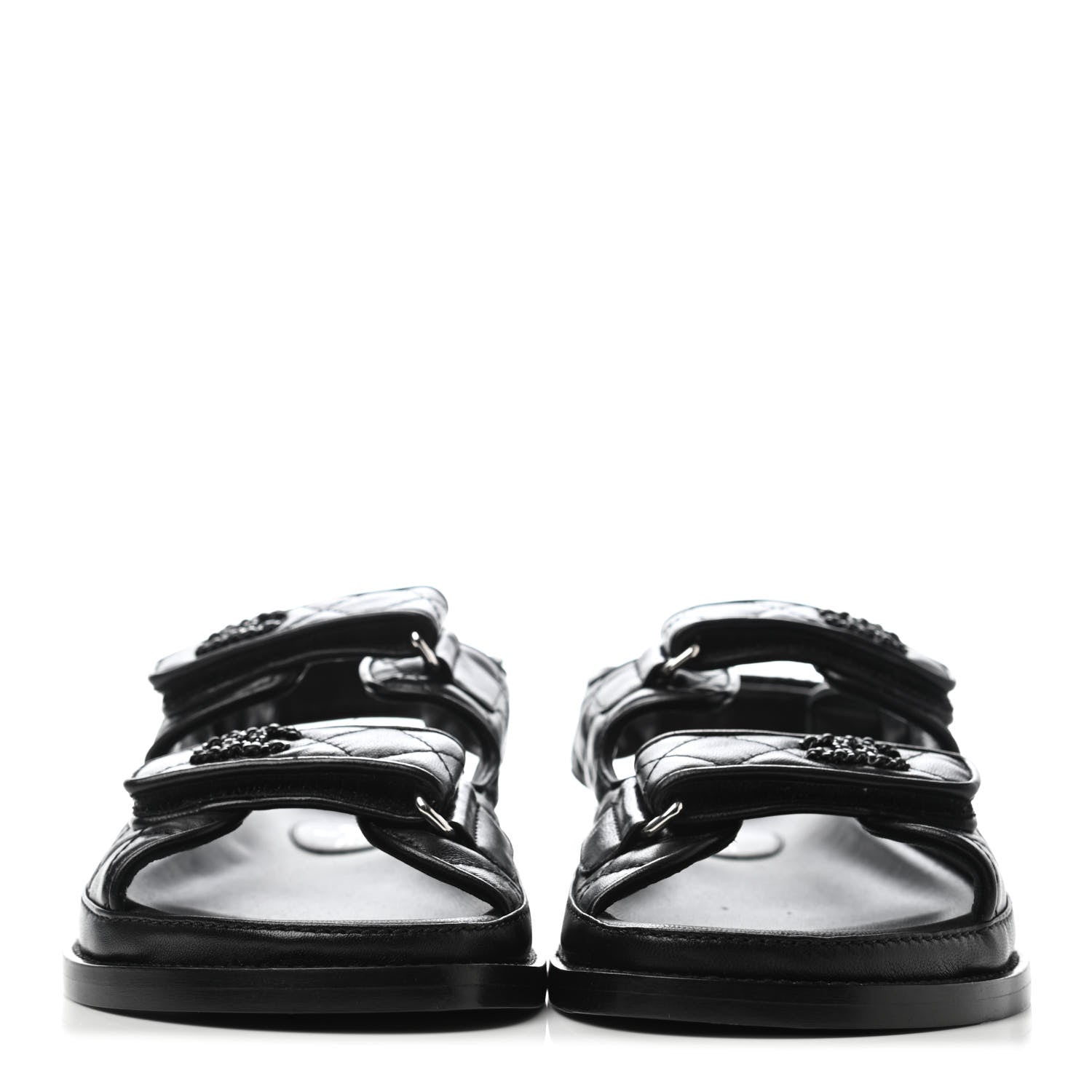 Chanel Lambskin Velcro Dad Sandals 36.5 Black 2 of 4