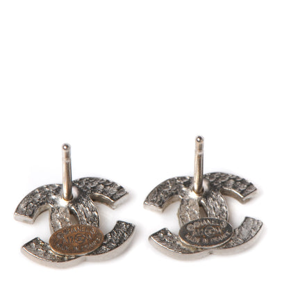 Chanel Crystal Mini Timeless CC Earrings Silver 4 of 5