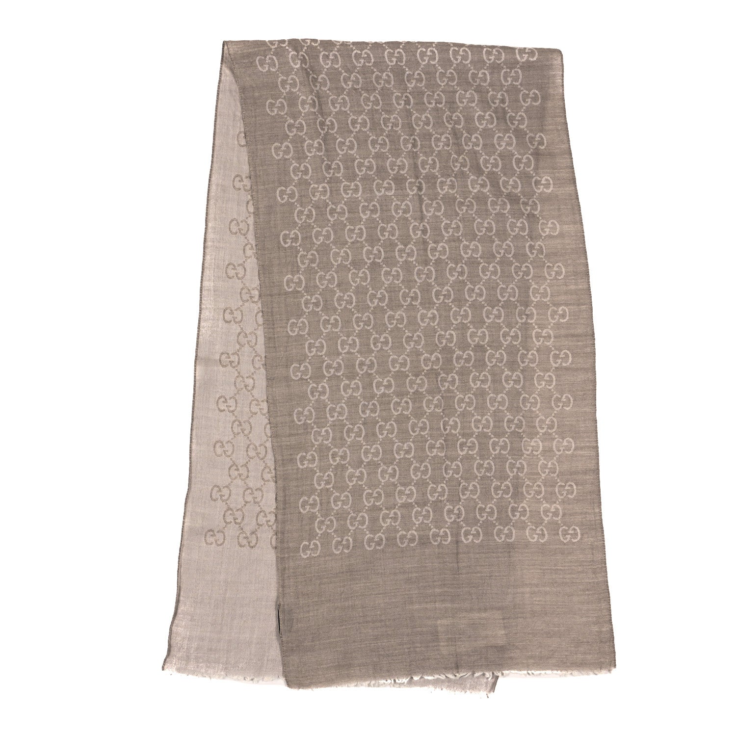 Gucci Wool Silk GG Monogram GGNat Scarf Sand 2 of 3
