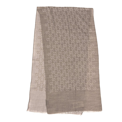 Gucci Wool Silk GG Monogram GGNat Scarf Sand 2 of 3