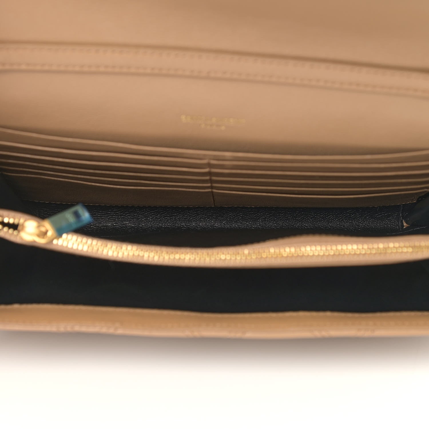 Saint Laurent Lambskin Diamond Quilted Becky Chain Wallet Gold Sand 4 of 8