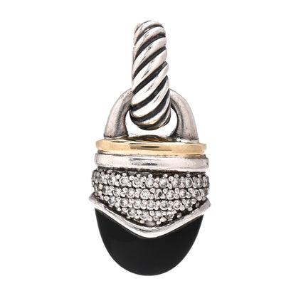 David Yurman Sterling Silver 18K Yellow Gold Diamond Black Onyx Acorn Pendant 1 of 3