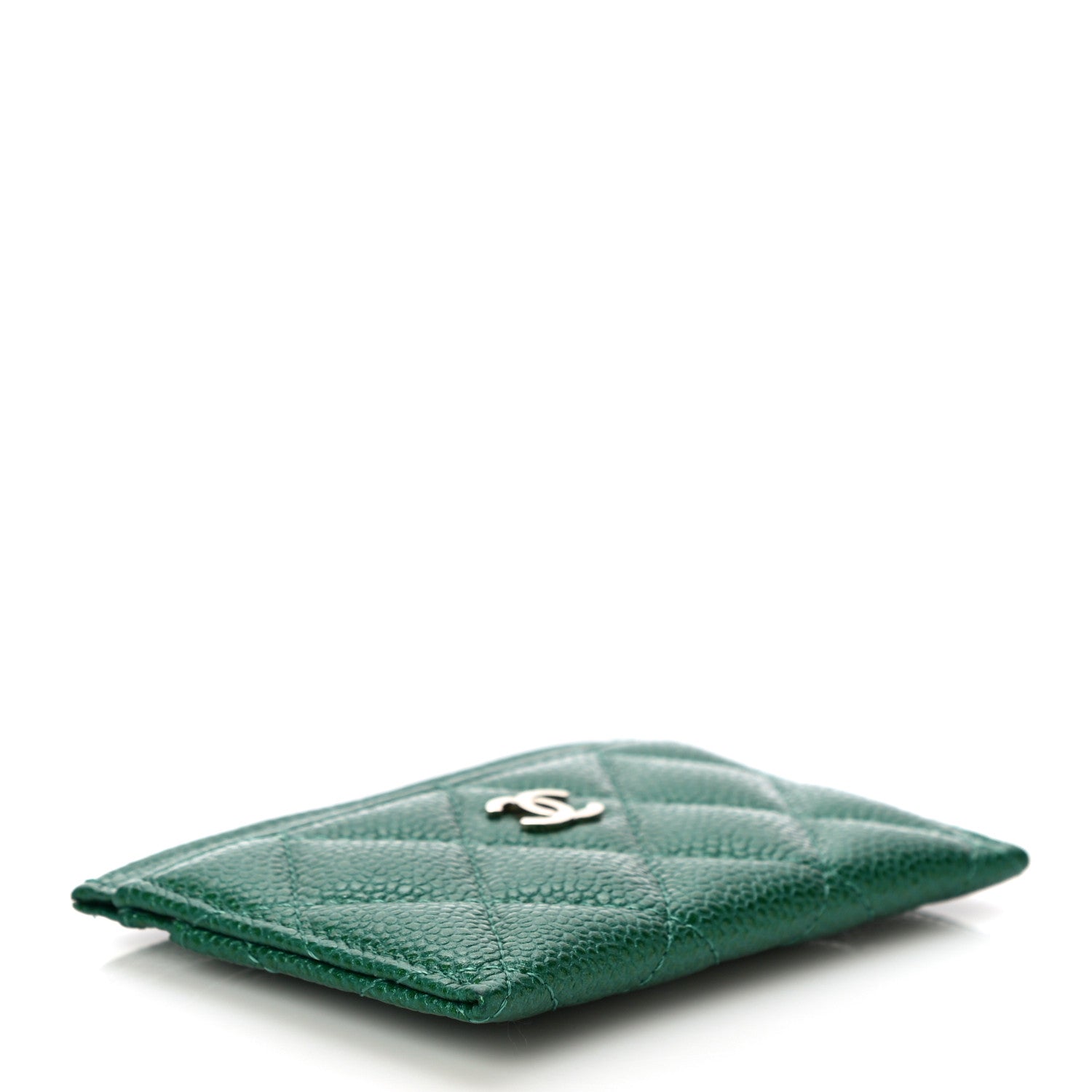 Chanel Metallic Caviar Quilted Card Holder Green 4 of 12