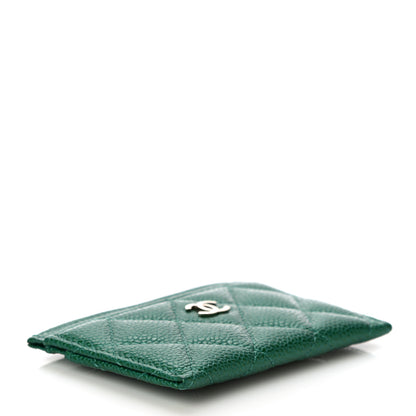 Chanel Metallic Caviar Quilted Card Holder Green 4 of 12