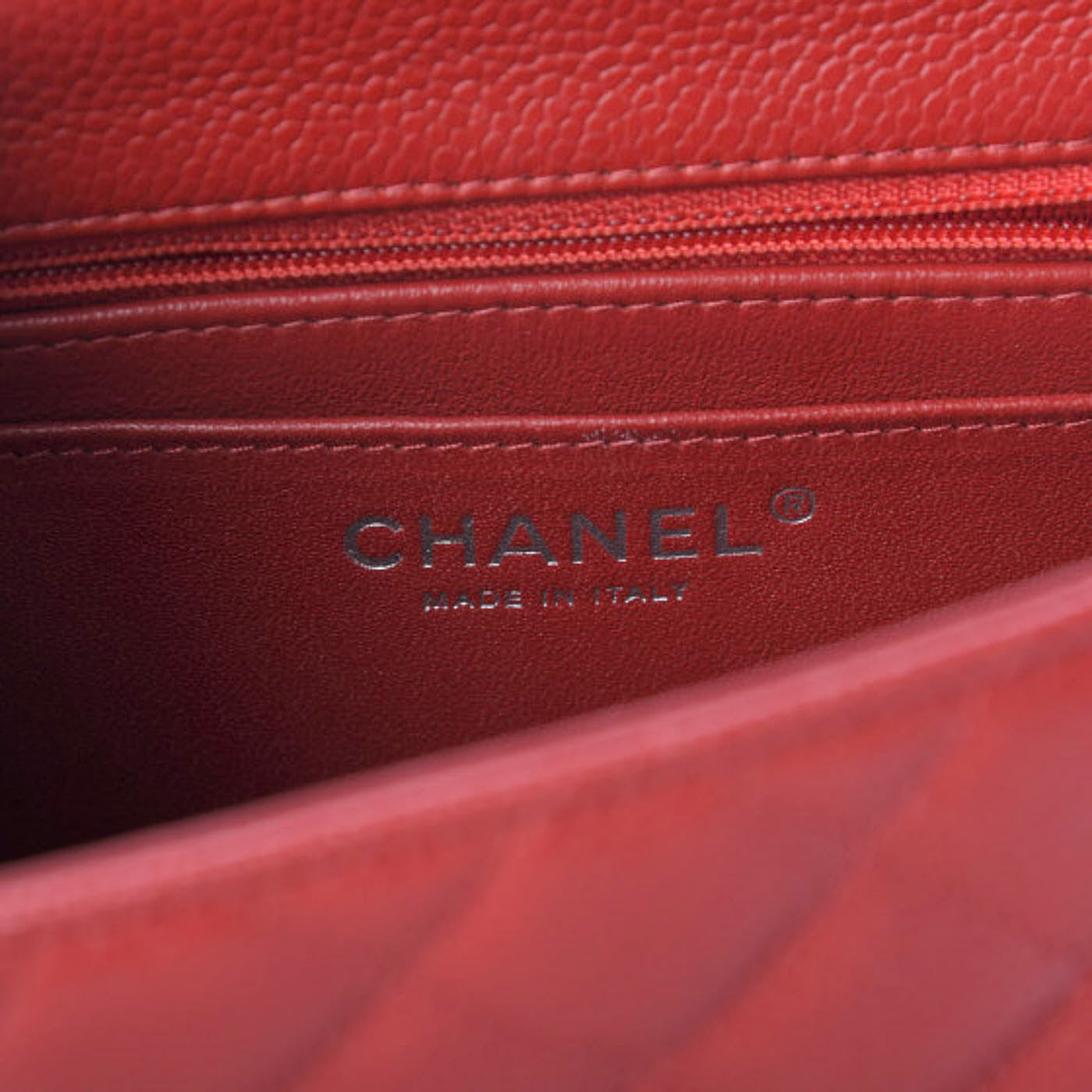 Caviar Quilted Mini Square Flap Red
