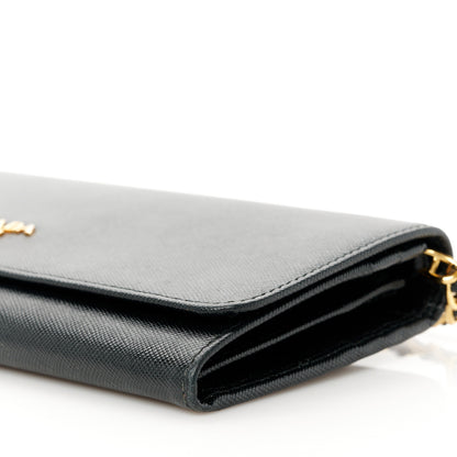 Prada Saffiano Metal Oro Chain Wallet Black 10 of 12