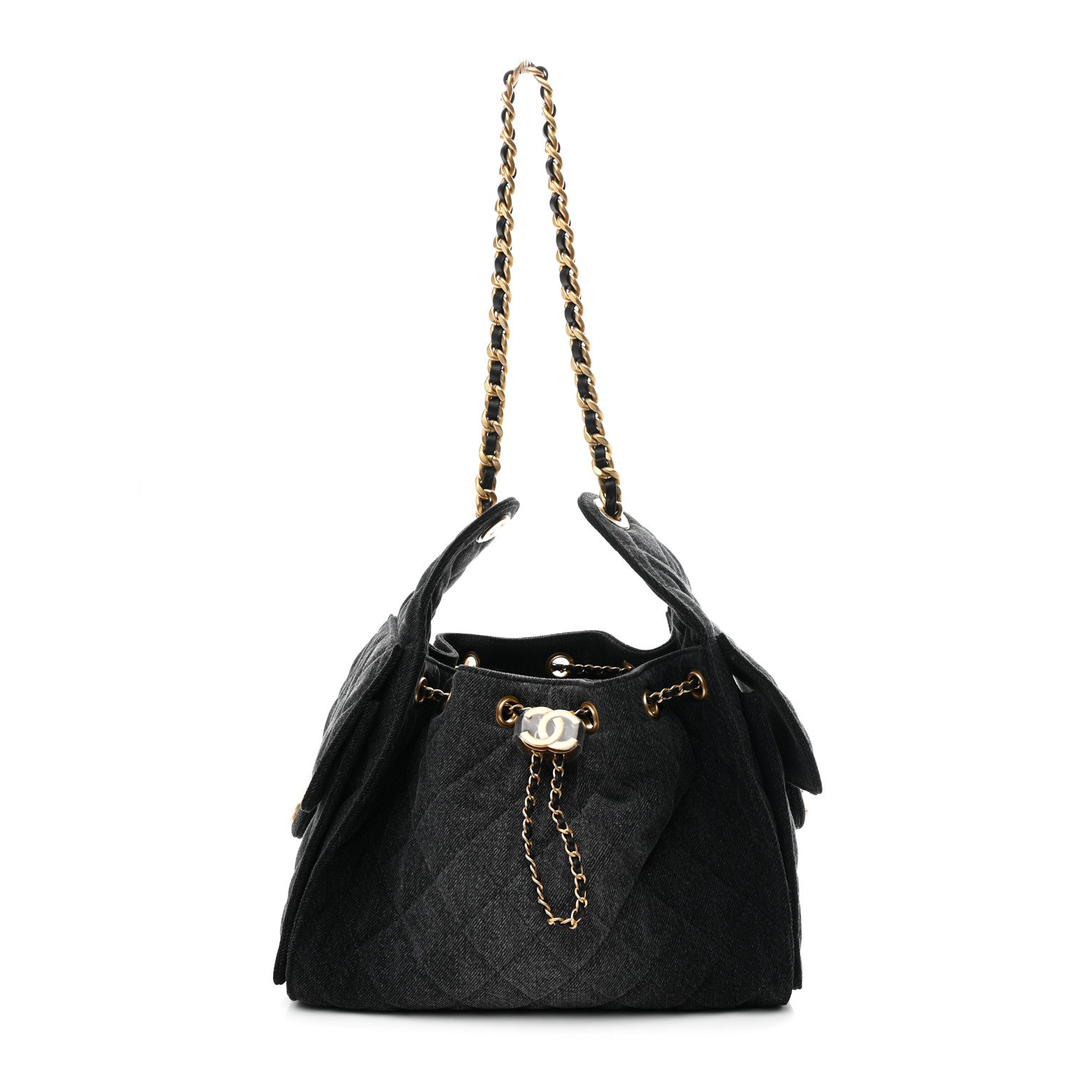 Chanel Washed Denim Quilted Small Chanel 25 Handbag Black 1 of 9