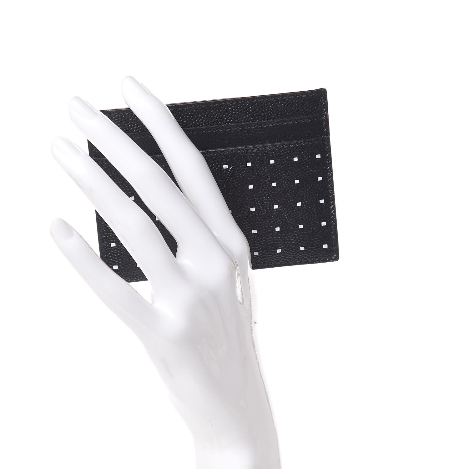 Saint Laurent Grain De Poudre Geo Print Monogram Credit Card Case Black White 2 of 8