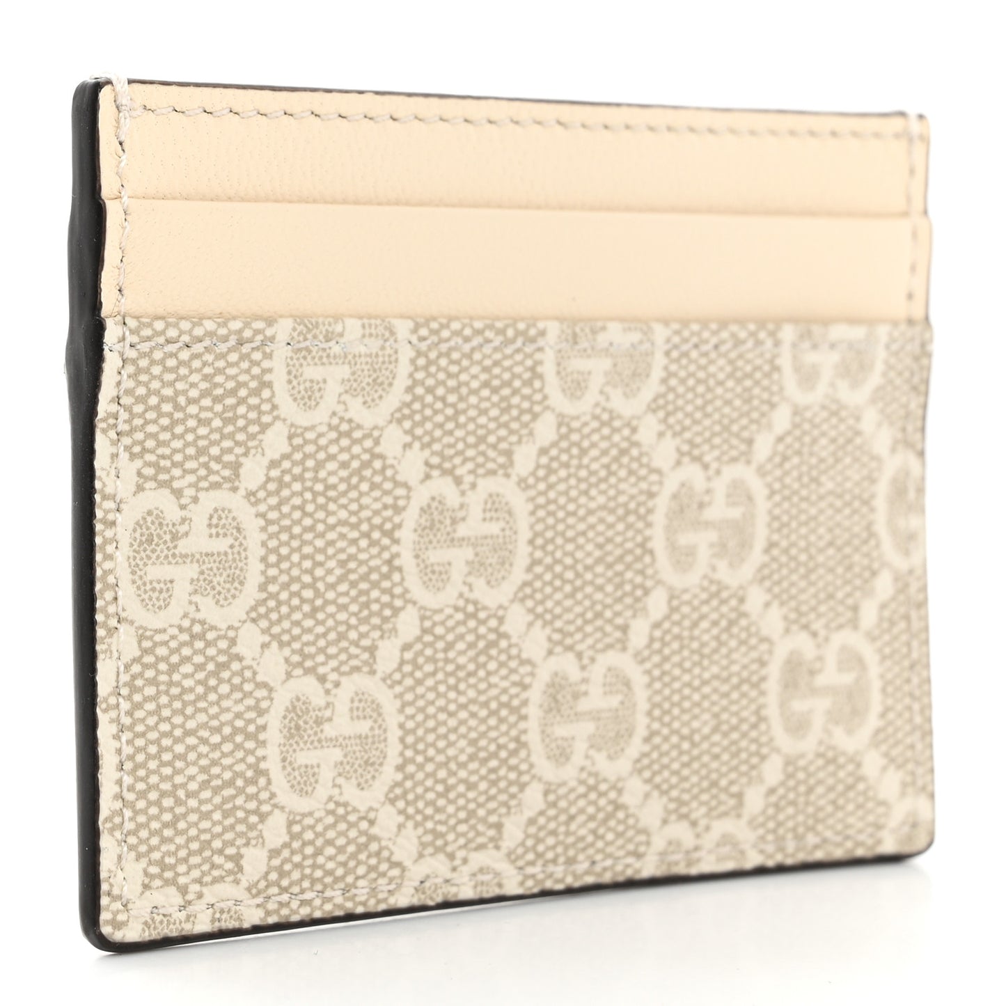 GG Supreme Monogram Calfskin Card Holder Beige Mystic White