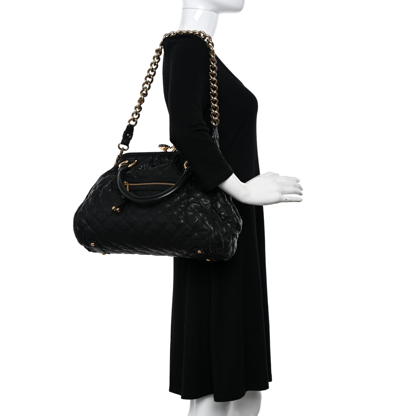 Calfskin Quilted Stam Black