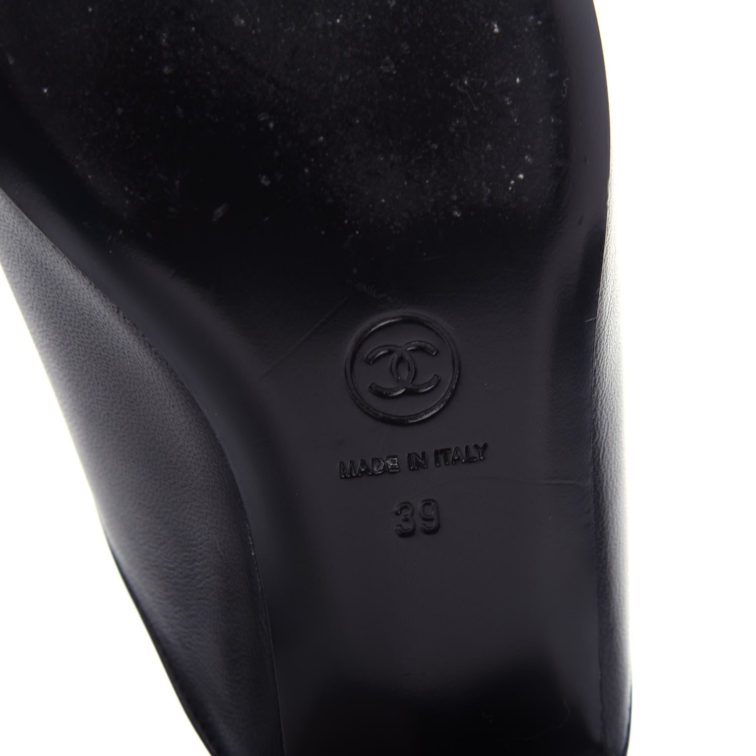 Chanel Lambskin Grosgrain Cap Toe CC Mules 39 Black 9 of 11