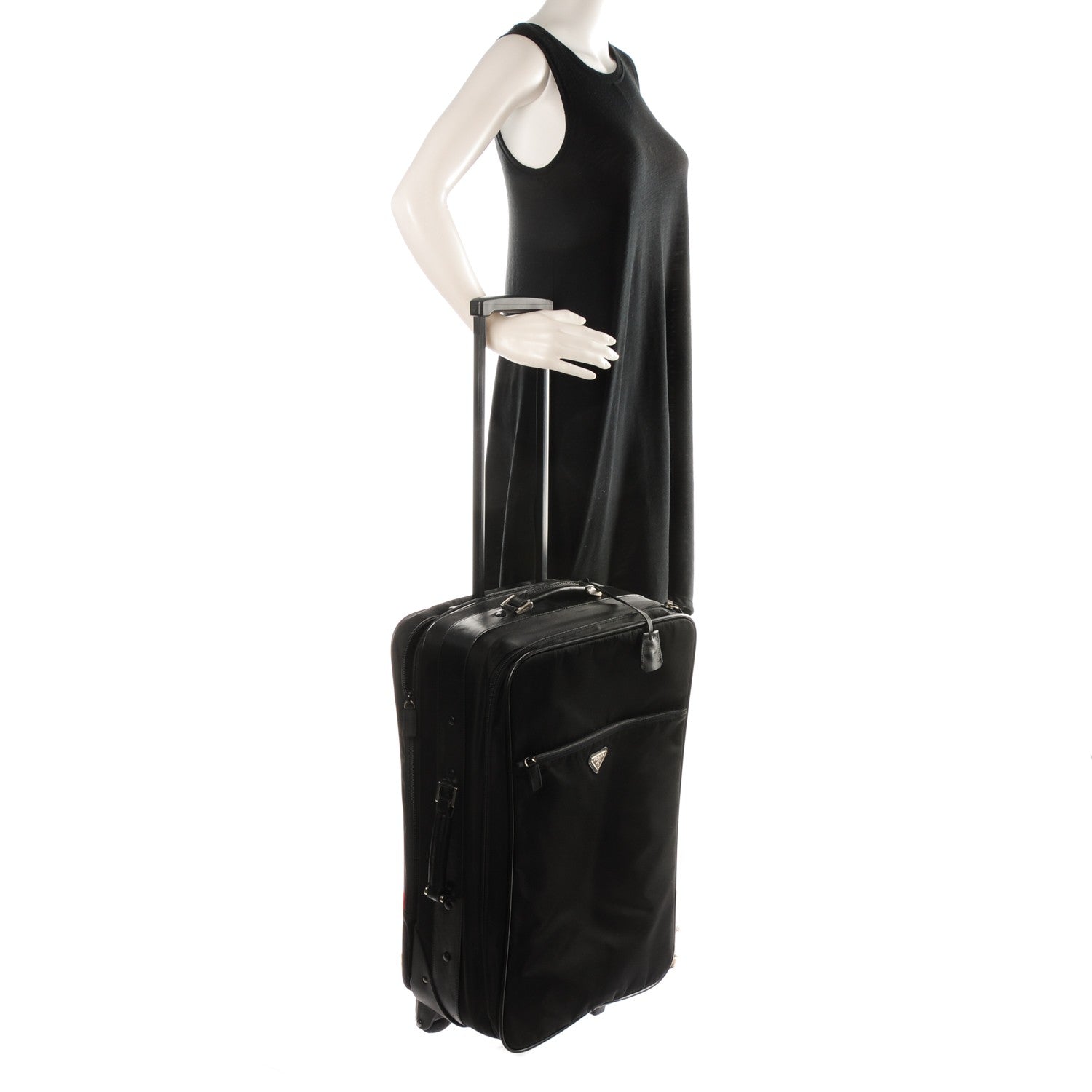 Prada Tessuto Saffiano Trolley Luggage Nero Black 2 of 8