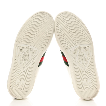 Gucci Calfskin Ayers Bee Embroidered Womens Ace Sneakers 36 White Green 5 of 9