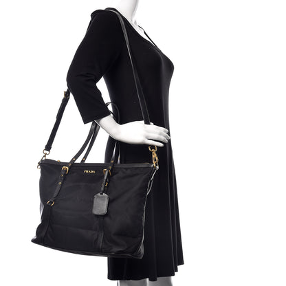 Prada Tessuto Nylon Saffiano Jacquard Logo Tote Black 2 of 9