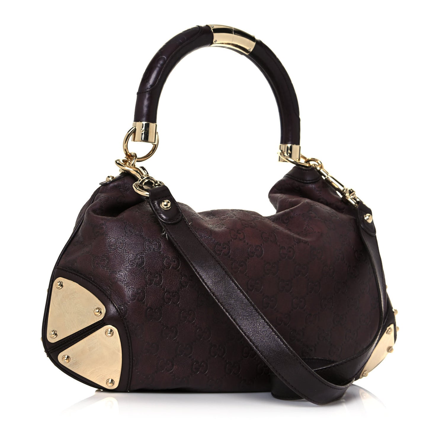 Guccissima Medium Indy Top Handle Hobo Dark Brown