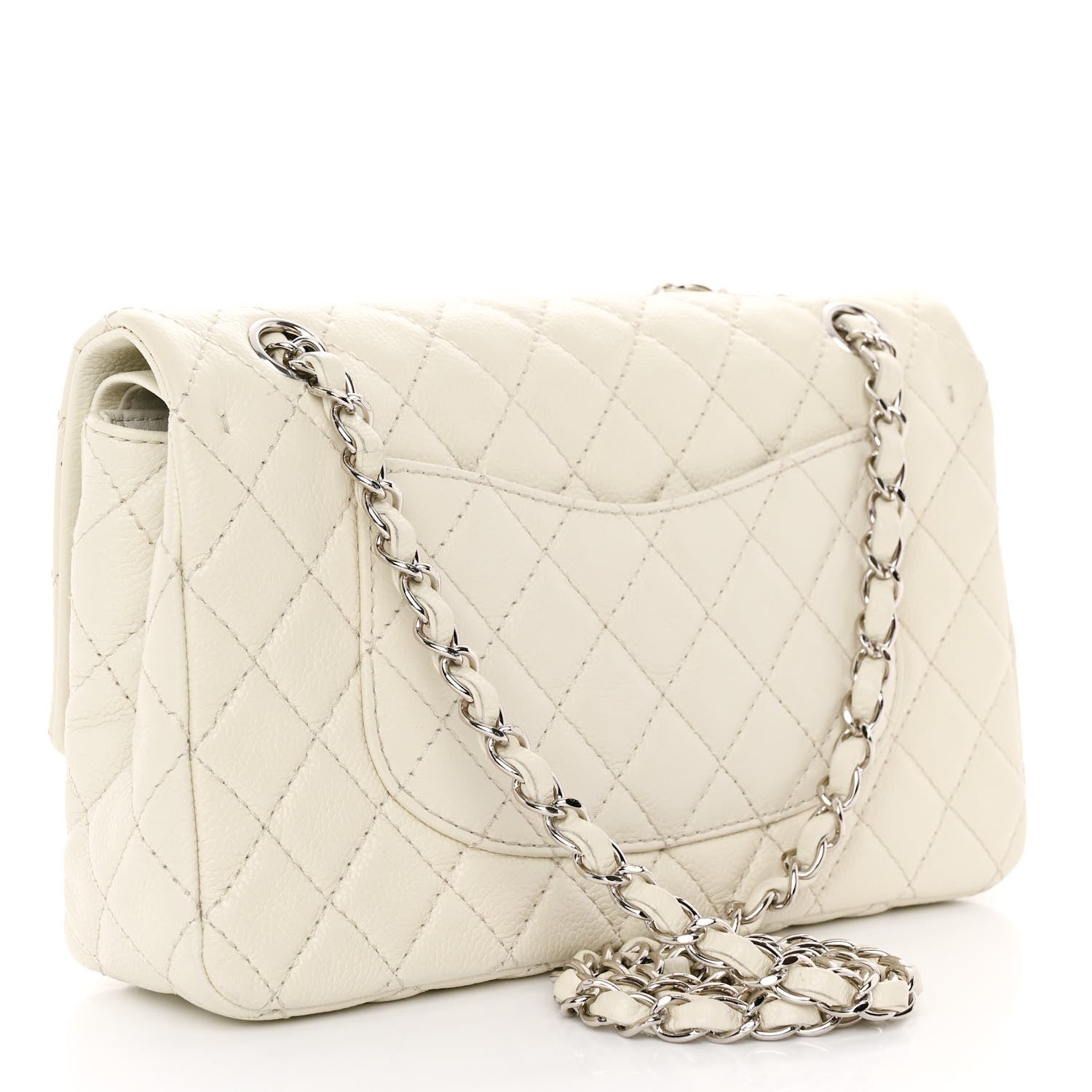 Chanel Washed Caviar Quilted Medium Double Flap White 3 of 12