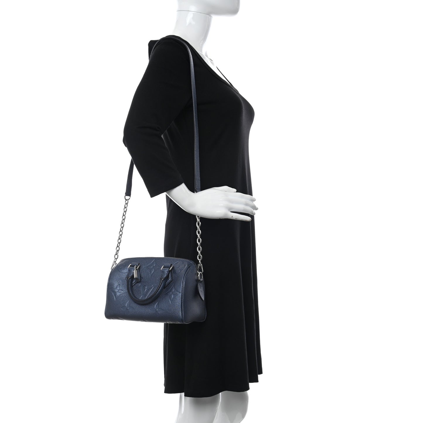 Metallic Empreinte Monogram Giant Speedy Bandouliere 20 Navy Nacre