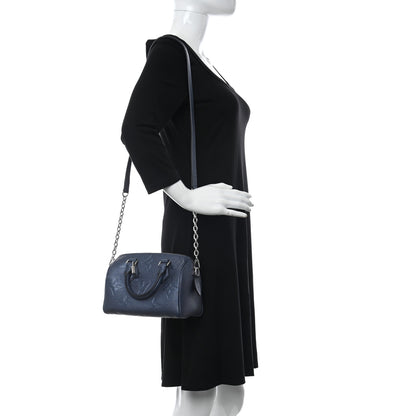 Louis Vuitton Metallic Empreinte Monogram Giant Speedy Bandouliere 20 Navy Nacre 2 of 9