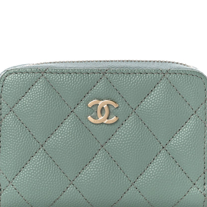 Chanel Caviar Quilted Zip Around Coin Purse Wallet Dark Green 10 of 11
