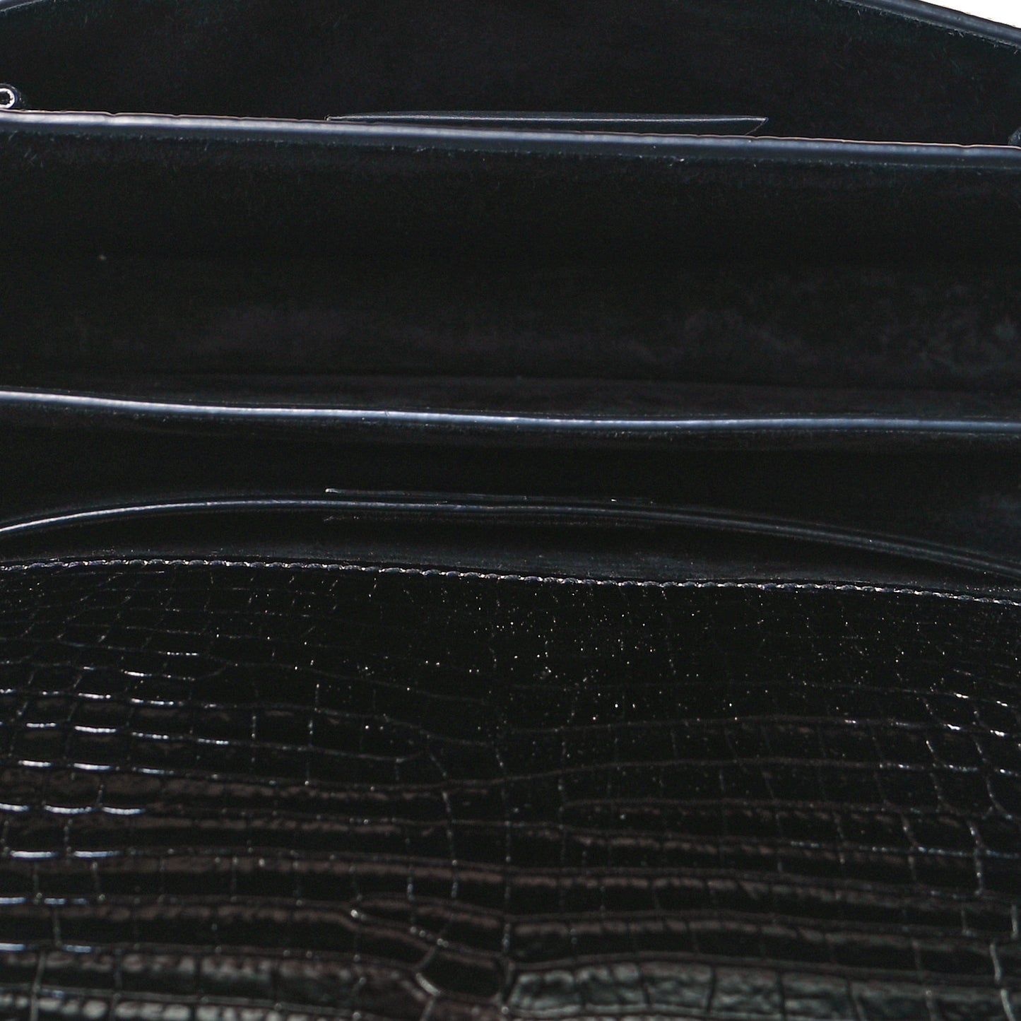 Calfskin Crocodile Embossed Medium Monogram Sunset Black