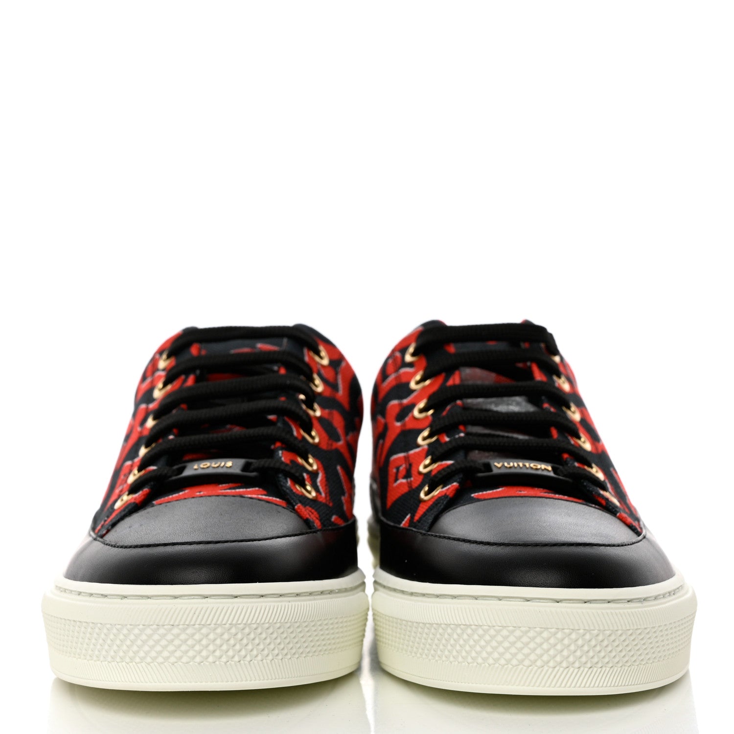 Louis Vuitton X UF Calfskin Tufted Monogram Stellar Sneakers 37.5 Black Red 2 of 11