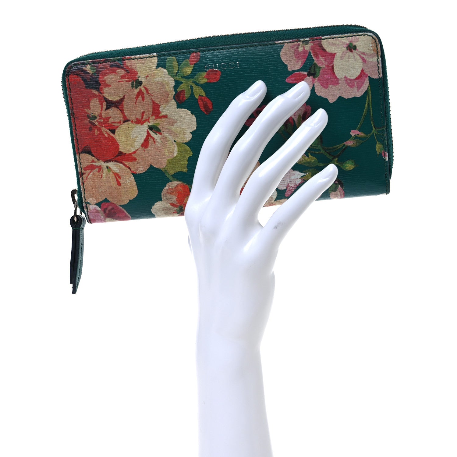 Gucci Calfskin Blooms Print Zip Around Wallet Bright Emerald Multicolor 2 of 16